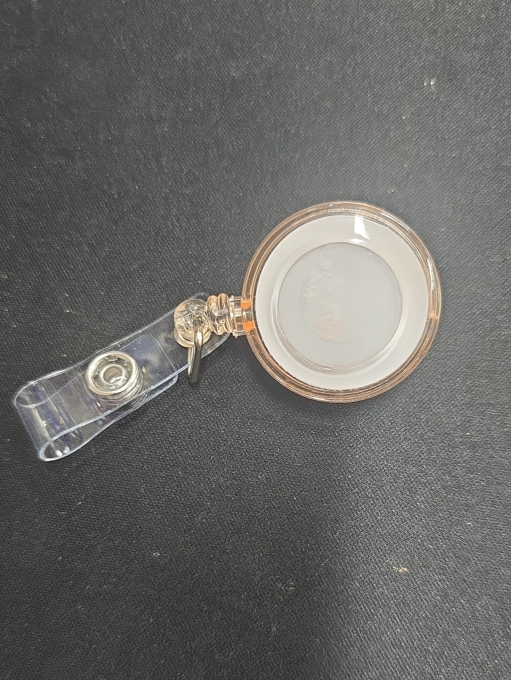 Retractable ID Badge Reel with Clear Strap Rose Gold